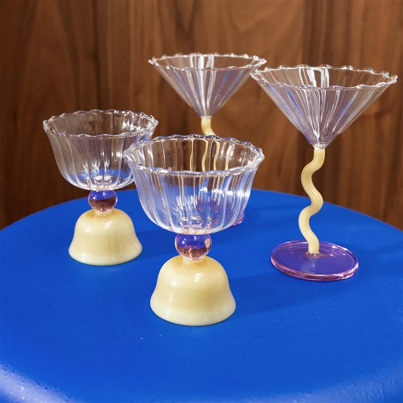 Glass tulip caramel set of 2