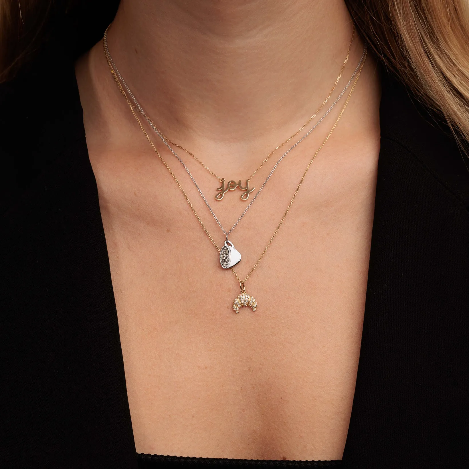 Gold & Diamond Croissant Charm Charm