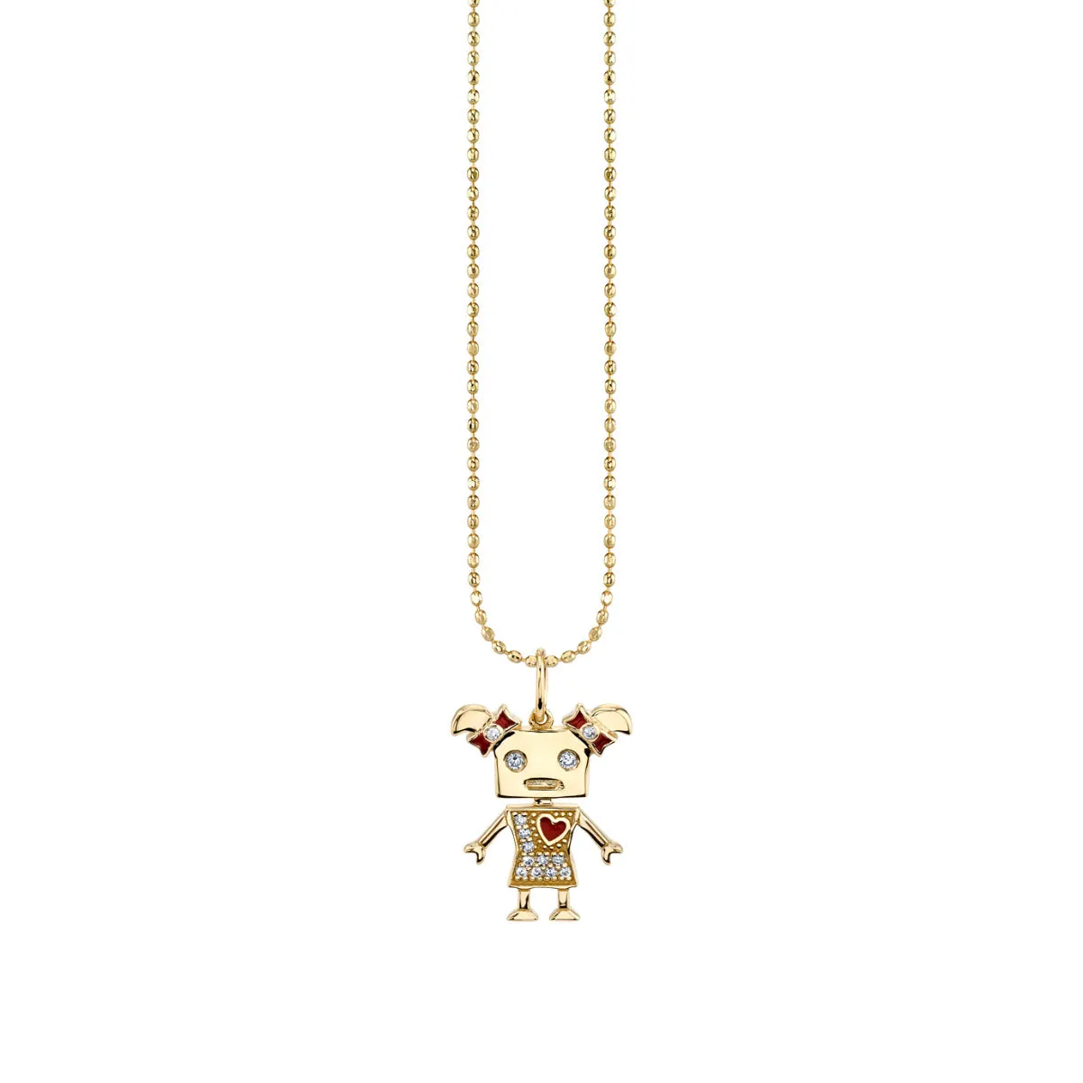 Gold & Diamond Girl Robot Charm