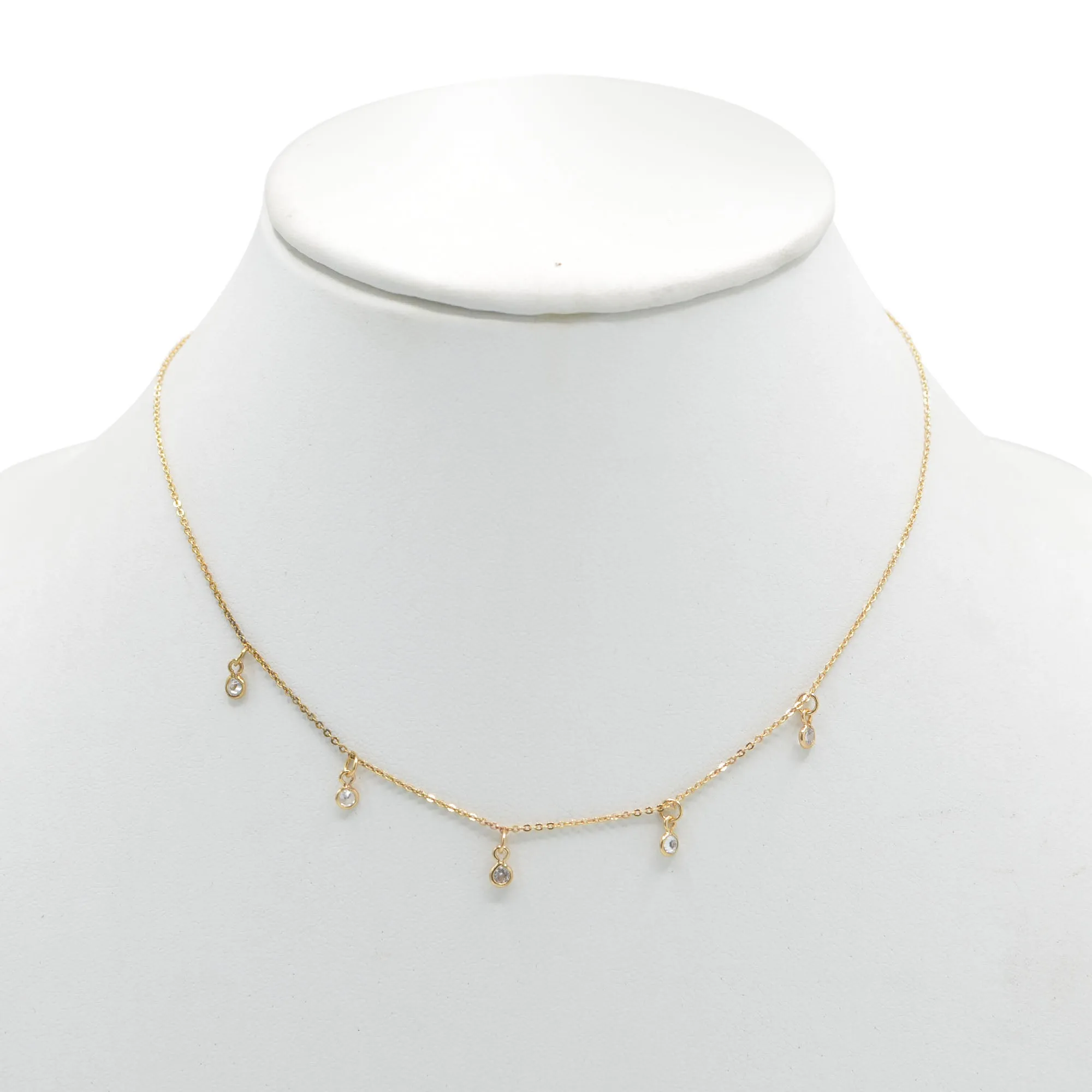 GOLD CRYSTAL DELICATE NECKLACE #N6003GRC (BF13)