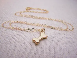 Gold Dog Bone 14k Gold Filled Necklace