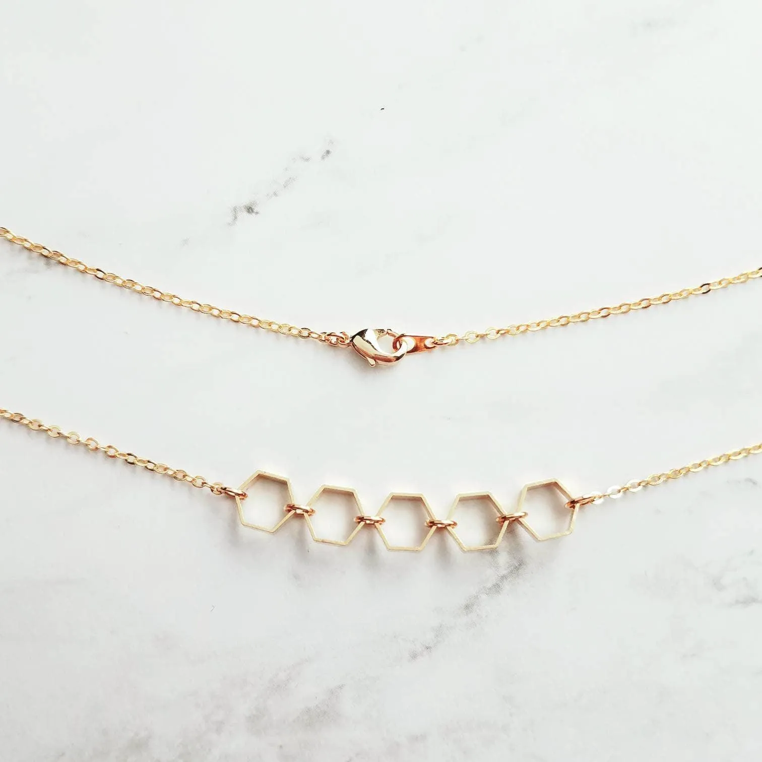 Gold Hexagon Necklace, honeycomb necklace, honeybee necklace, bee necklace, geometric necklace, geometry necklace, gold bee jewelry, math
