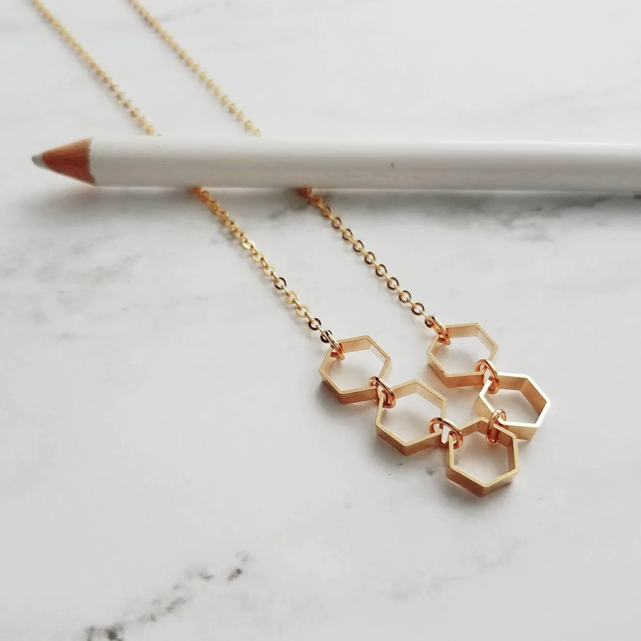 Gold Hexagon Necklace, honeycomb necklace, honeybee necklace, bee necklace, geometric necklace, geometry necklace, gold bee jewelry, math