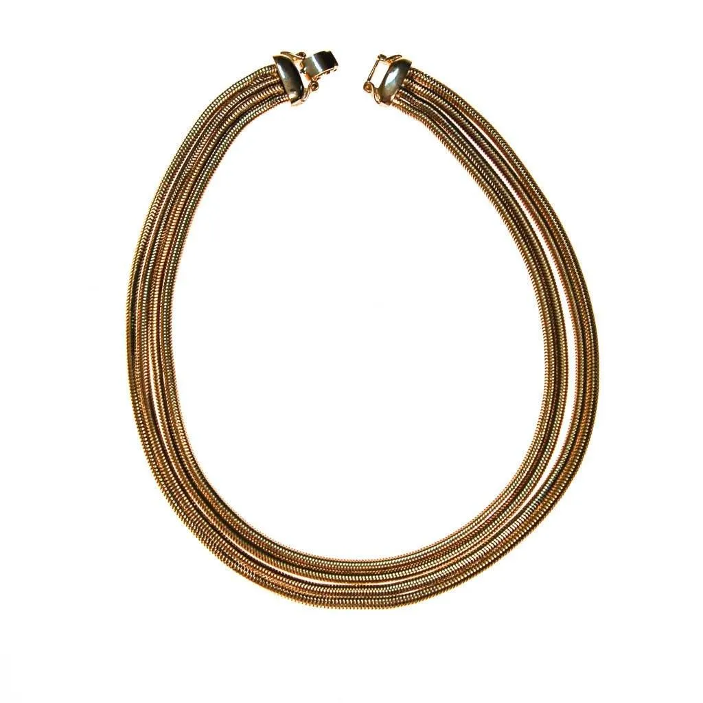 Gold Multi Strand Snake Chain Necklace