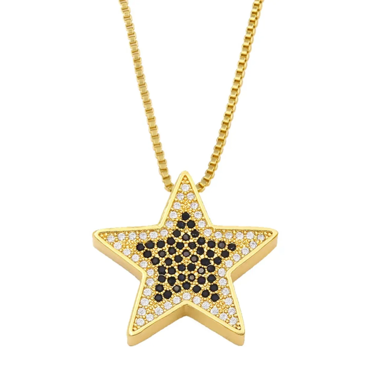 Gold Plated necklace features a gold star embellished with pave crystals in a variety of colors 311-11 | Erika Williner Designs
