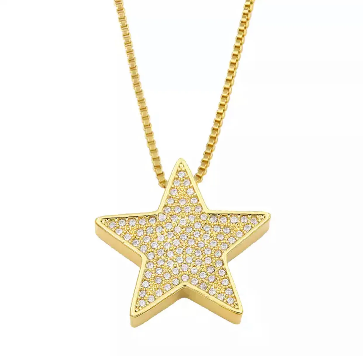 Gold Plated necklace features a gold star embellished with pave crystals in a variety of colors 311-11 | Erika Williner Designs