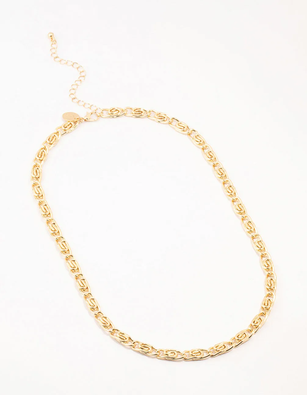 Gold Plated Scroll Chain Link Necklace