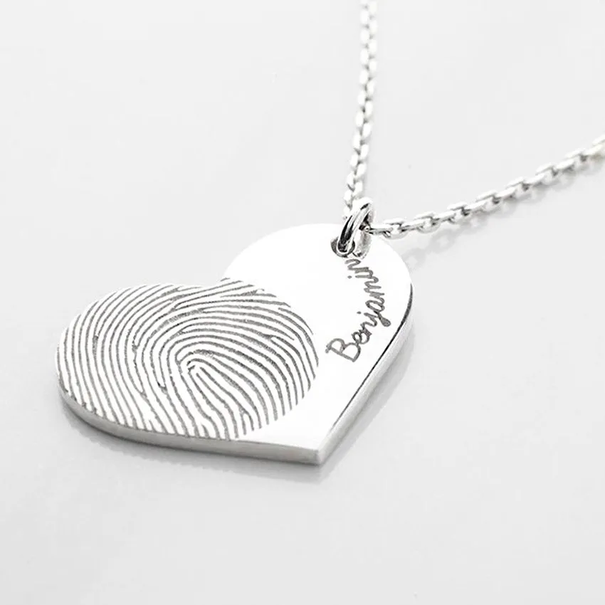 Gold Plated Sterling Silver Name and Fingerprint Charm