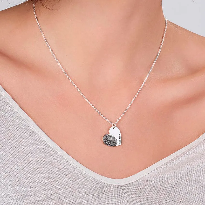 Gold Plated Sterling Silver Name and Fingerprint Charm