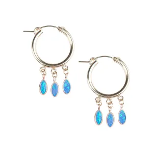 Gold Shaker Hoops in Blue Opal