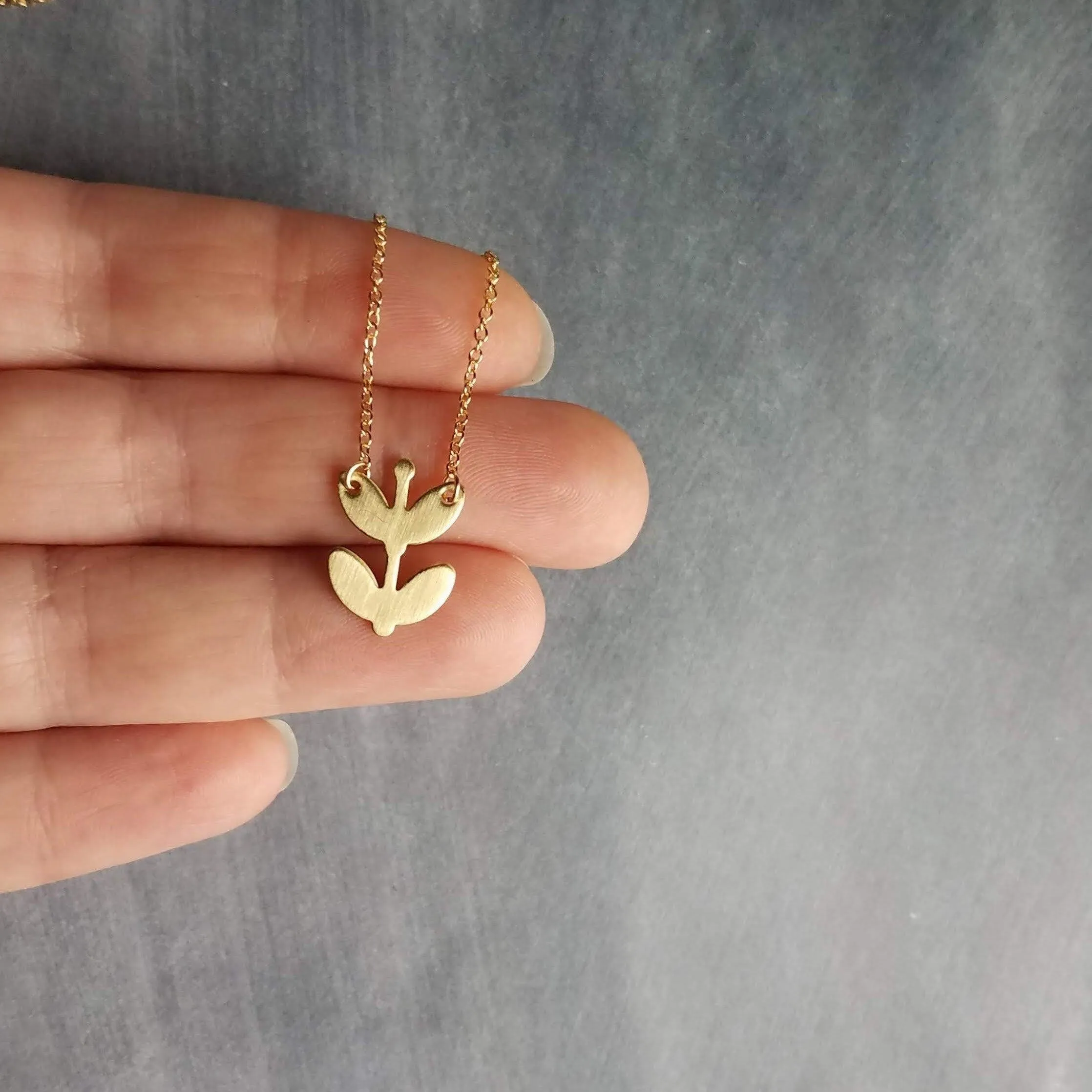 Gold Sprout Necklace, 14K gold filled chain, gold plant necklace, gardener necklace, symbol new start, gold fill necklace, personal growth