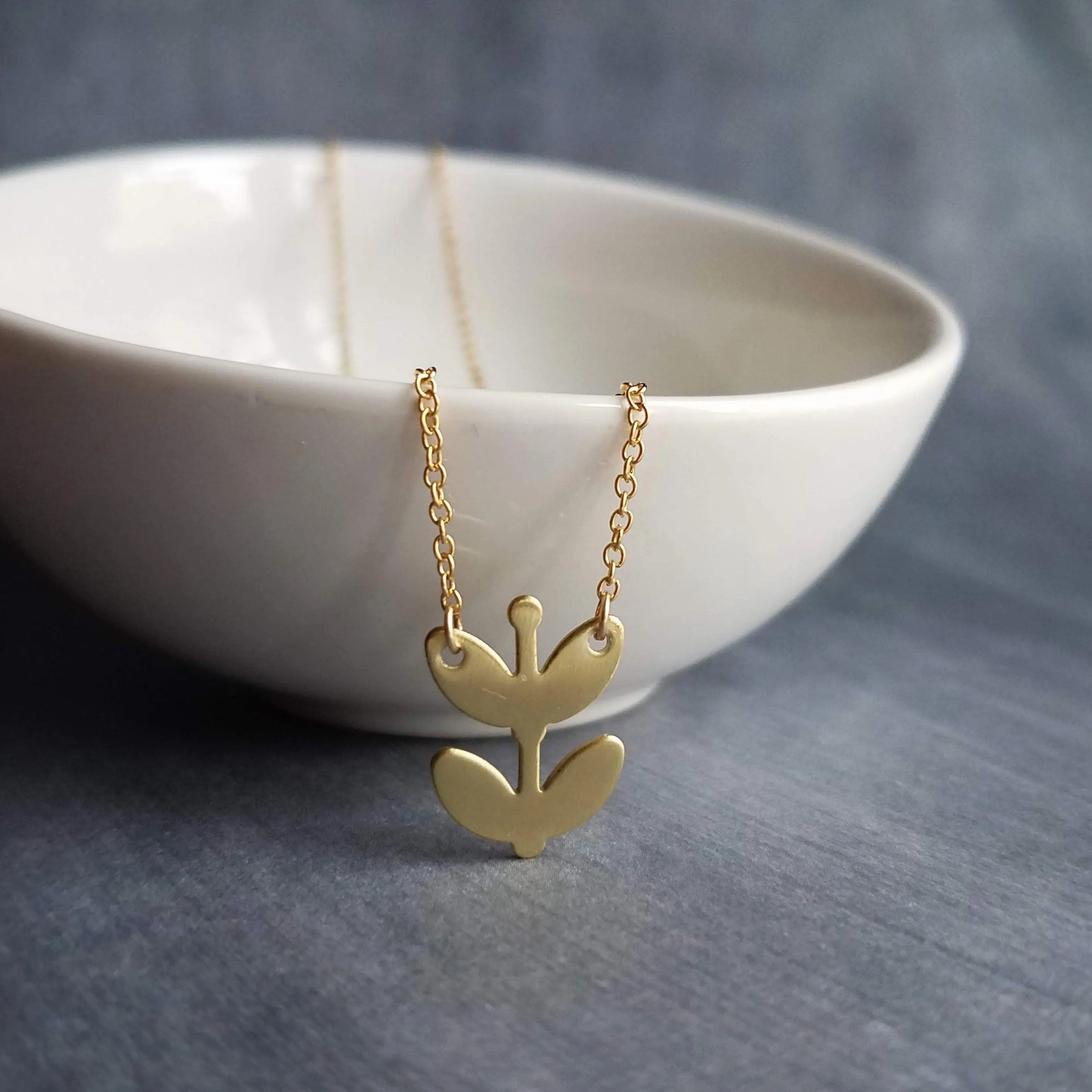 Gold Sprout Necklace, 14K gold filled chain, gold plant necklace, gardener necklace, symbol new start, gold fill necklace, personal growth