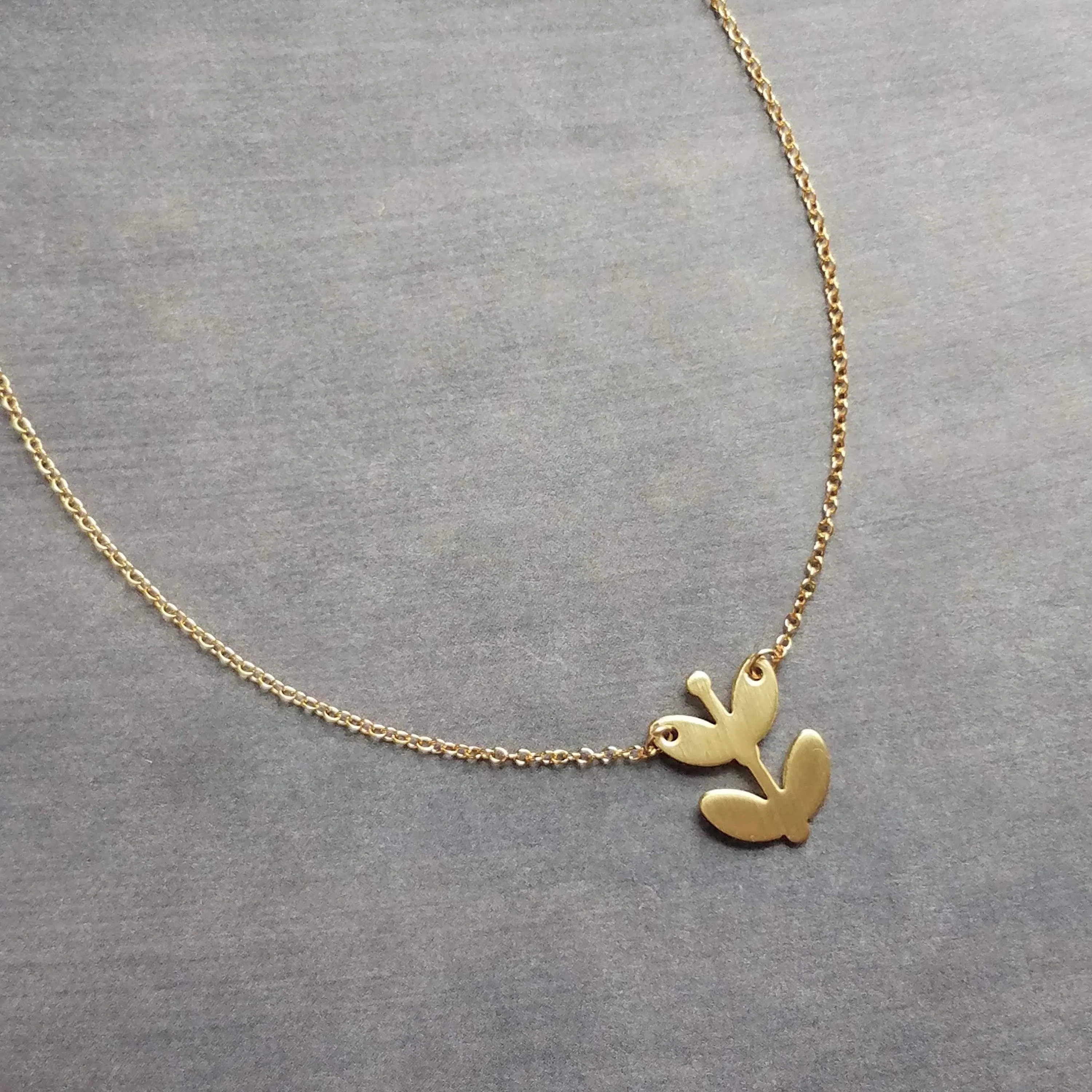 Gold Sprout Necklace, 14K gold filled chain, gold plant necklace, gardener necklace, symbol new start, gold fill necklace, personal growth
