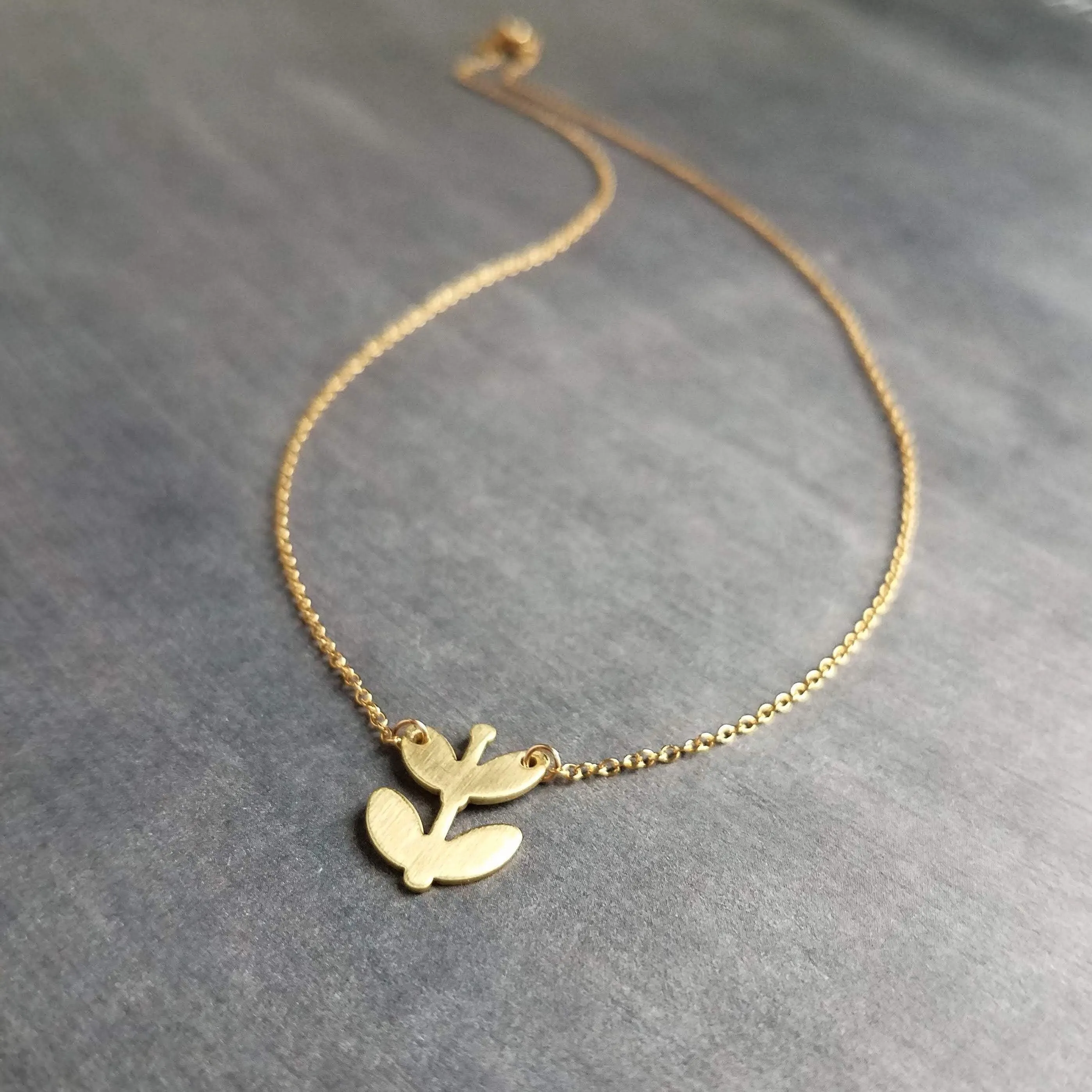 Gold Sprout Necklace, 14K gold filled chain, gold plant necklace, gardener necklace, symbol new start, gold fill necklace, personal growth