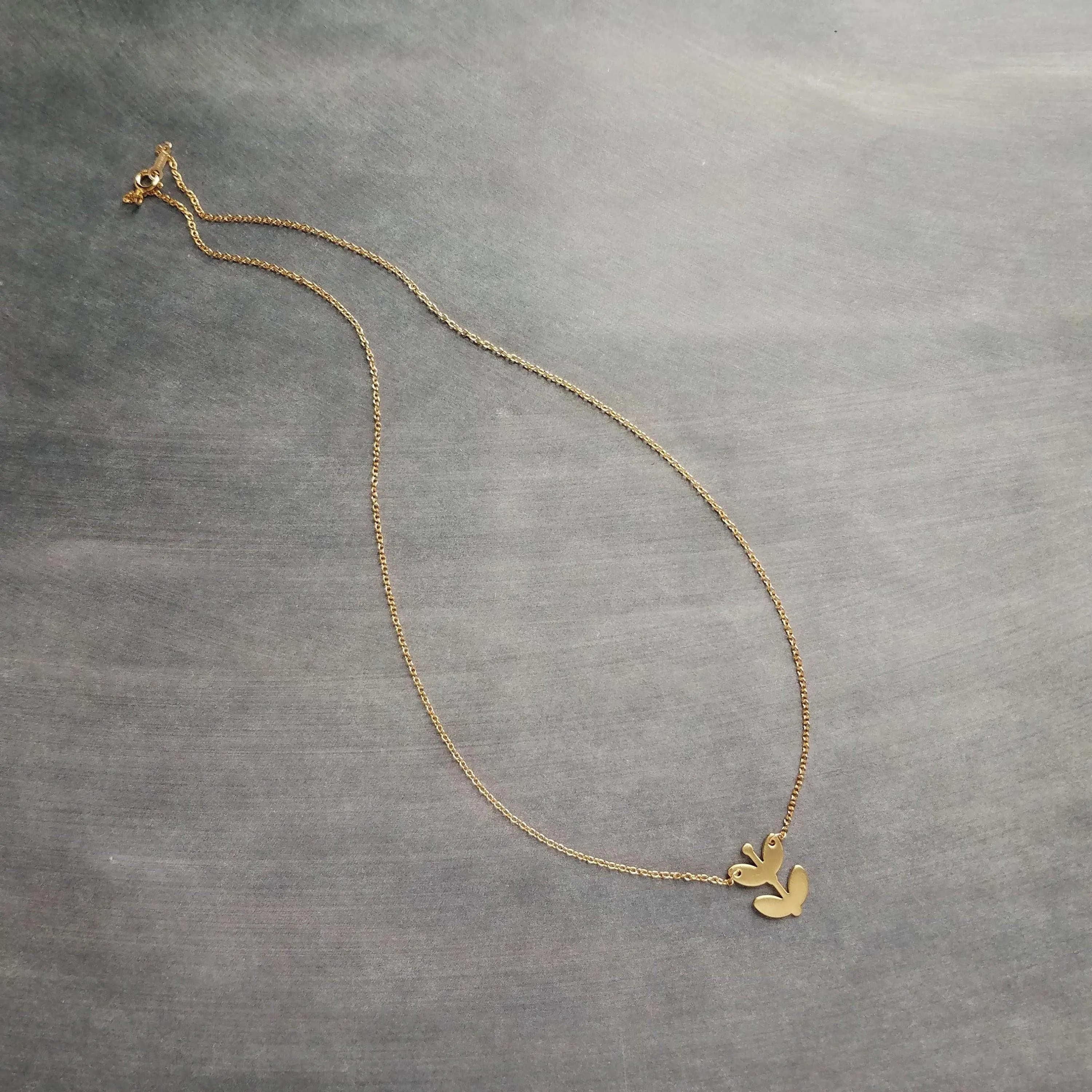 Gold Sprout Necklace, 14K gold filled chain, gold plant necklace, gardener necklace, symbol new start, gold fill necklace, personal growth