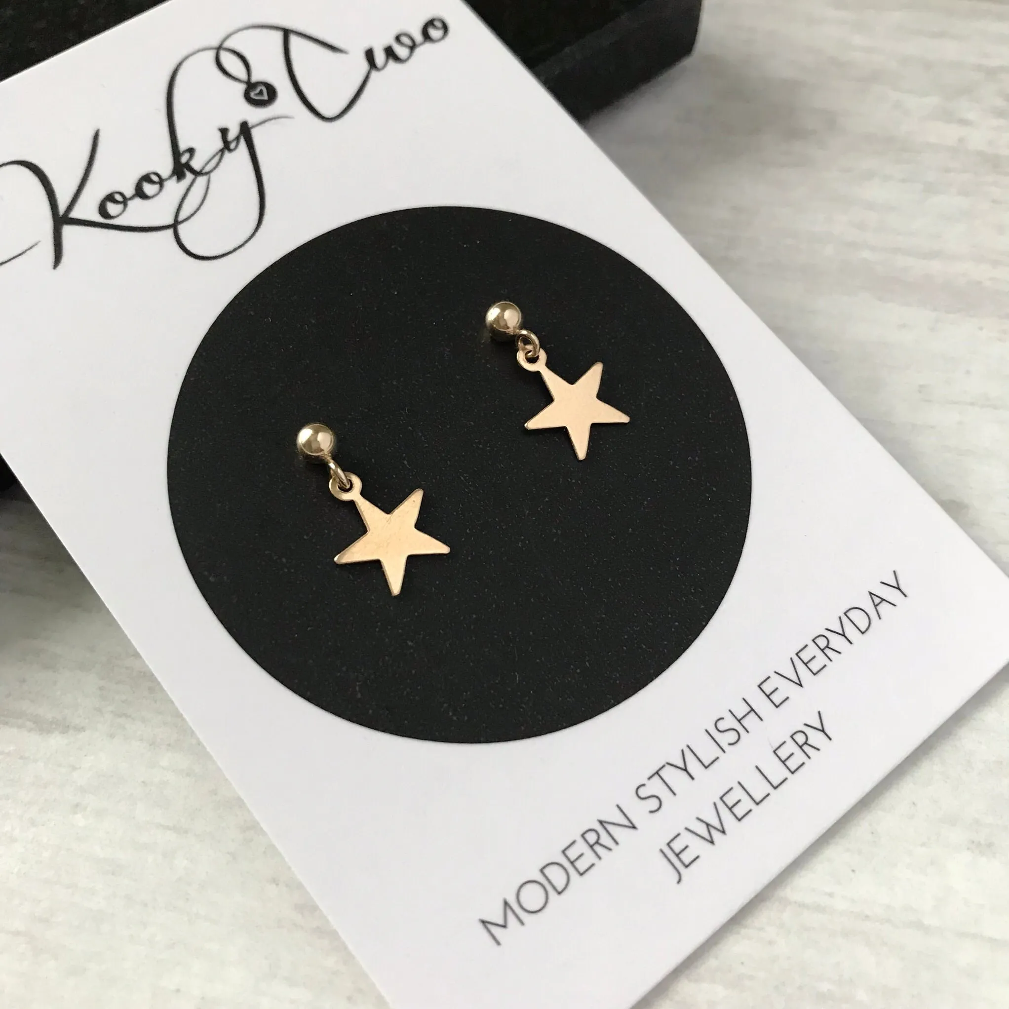 Gold Star Drop Earrings