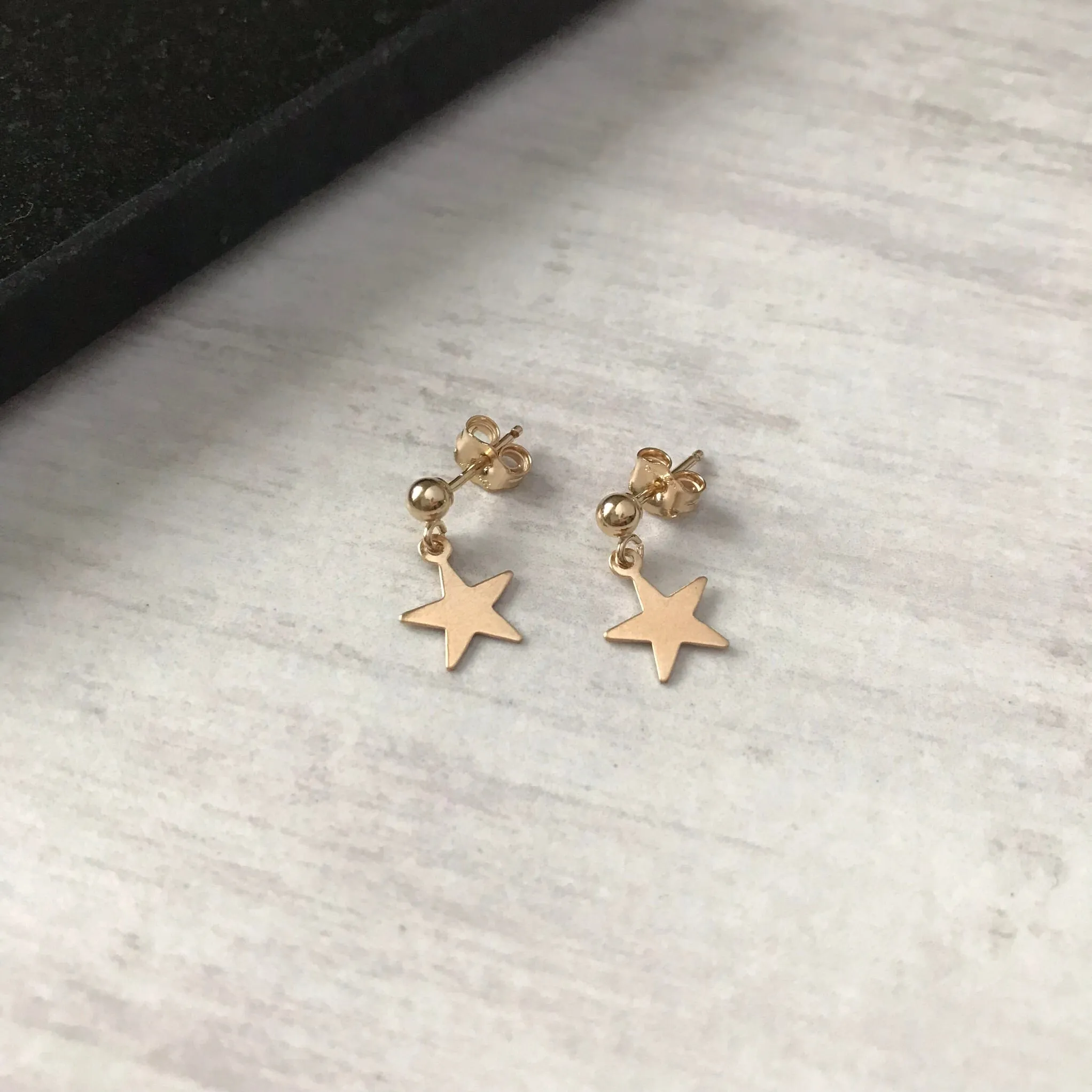 Gold Star Drop Earrings