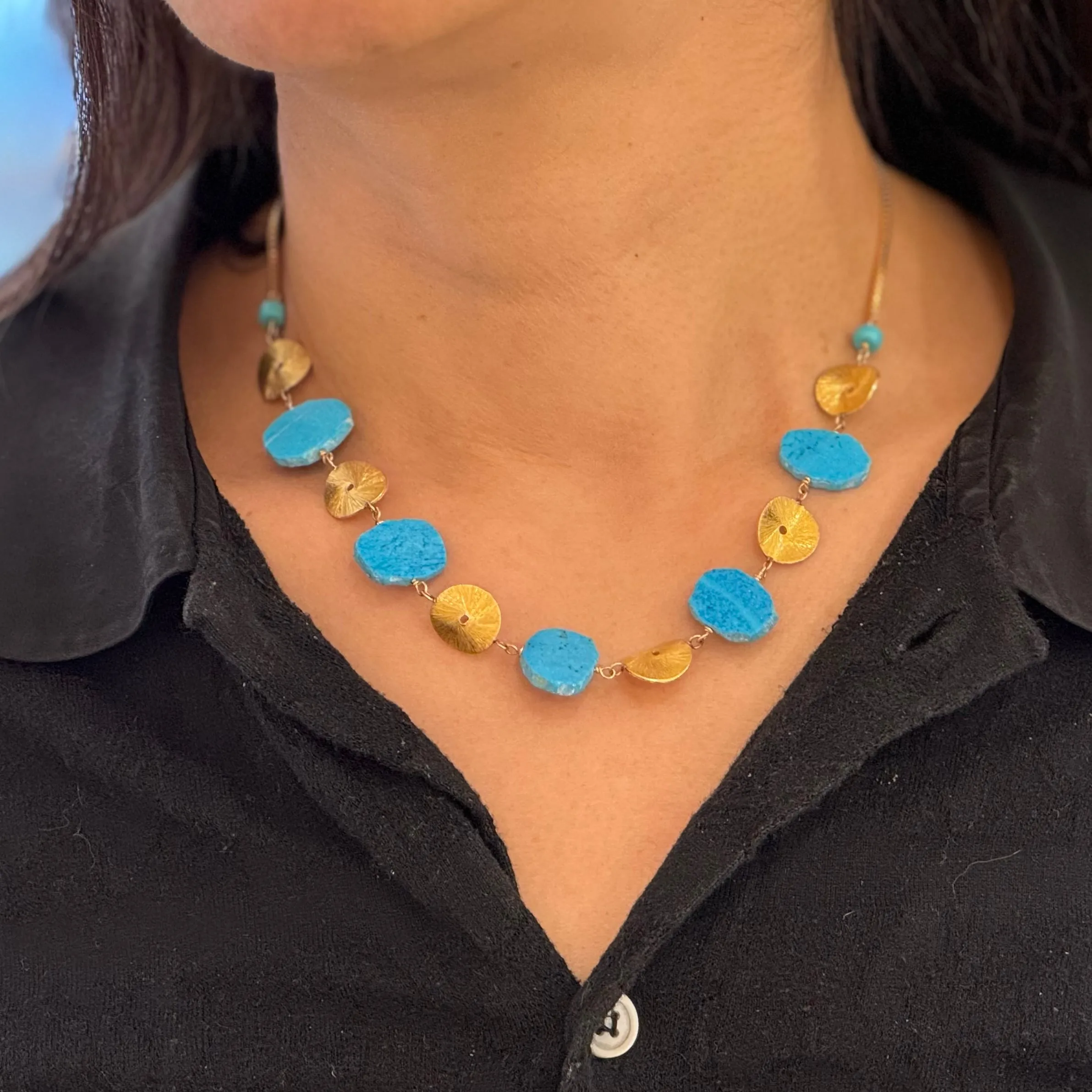 Golden Chip Turquoise Necklace