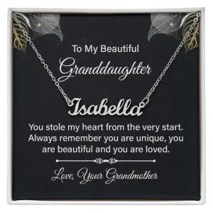 Granddaughter Name Necklace-You stole my heart