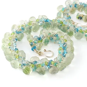 Green Amethyst, Blue Topaz, Peridot and Apatite Necklace