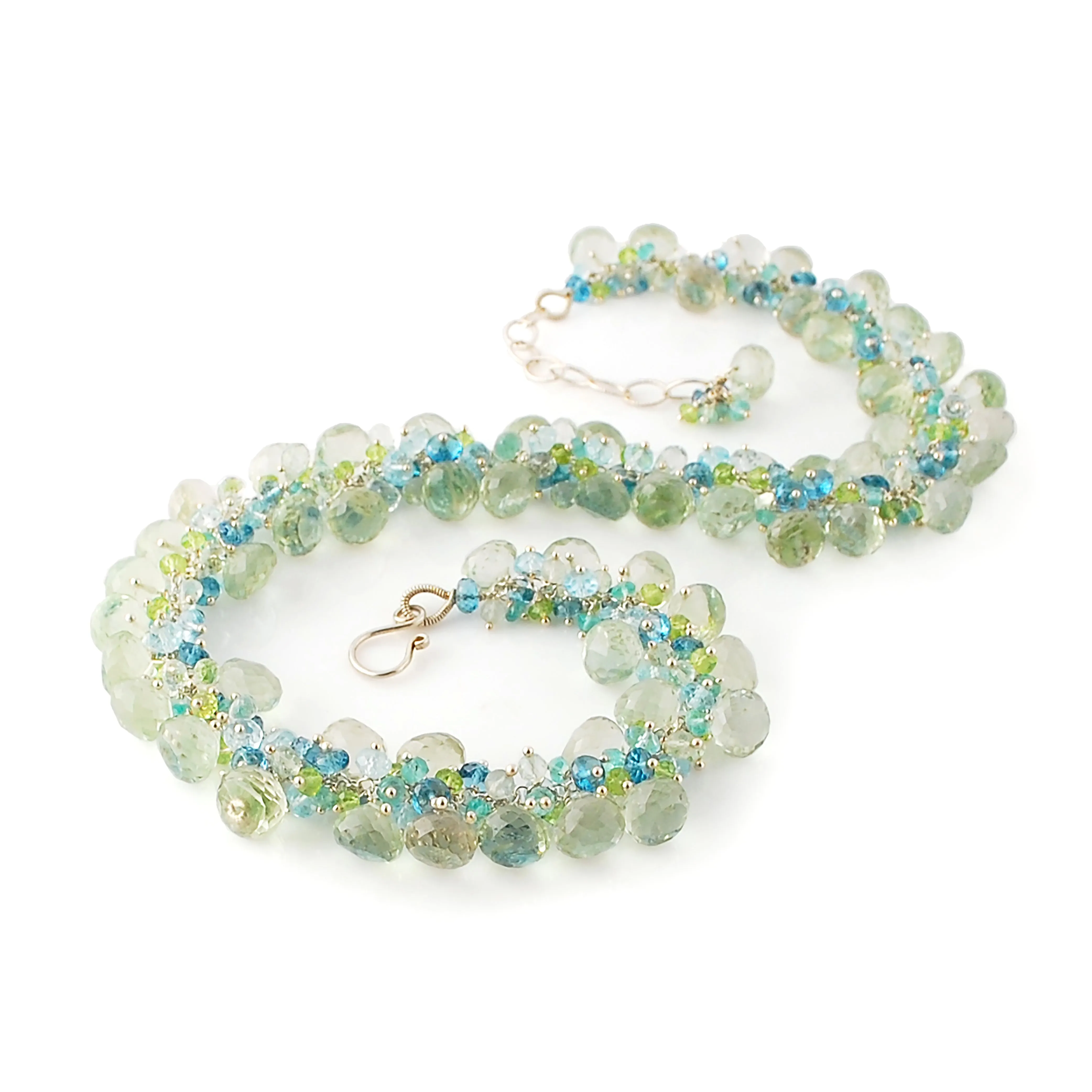 Green Amethyst, Blue Topaz, Peridot and Apatite Necklace