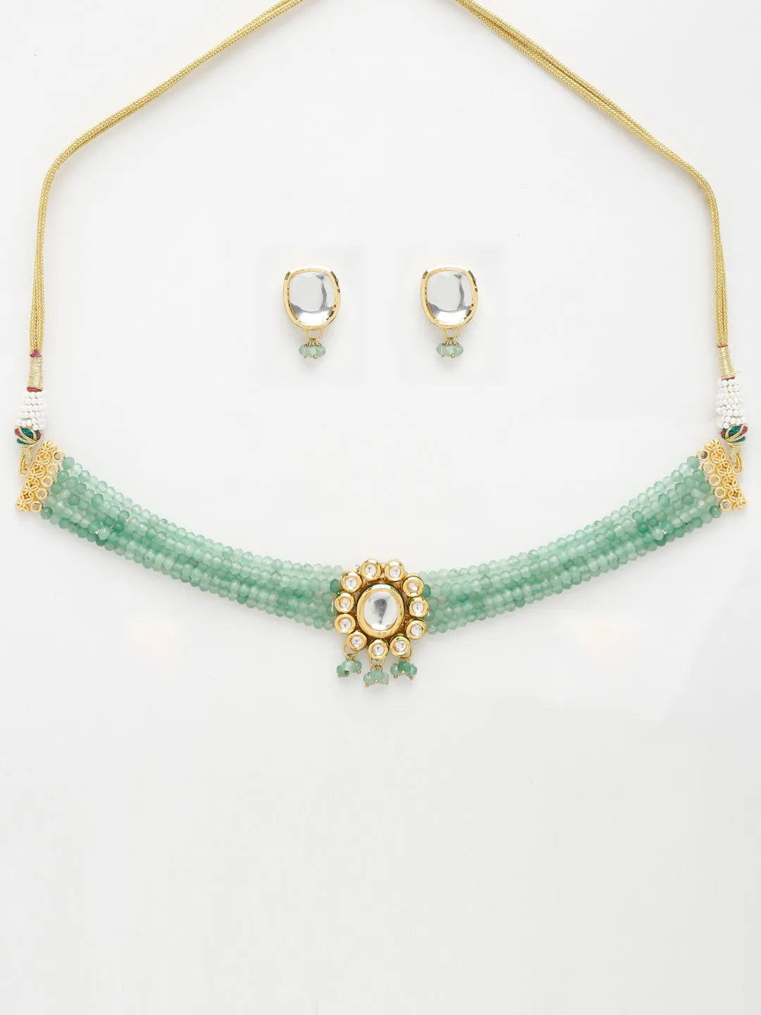 Green Pearl Kundan Choker With Studs