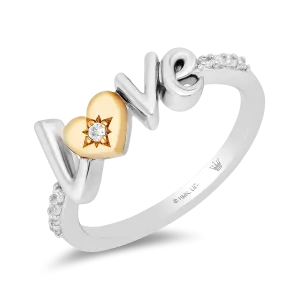Hallmark Fine Jewelry LOVE Ring in Sterling Silver & 14K Yellow Gold with Diamonds