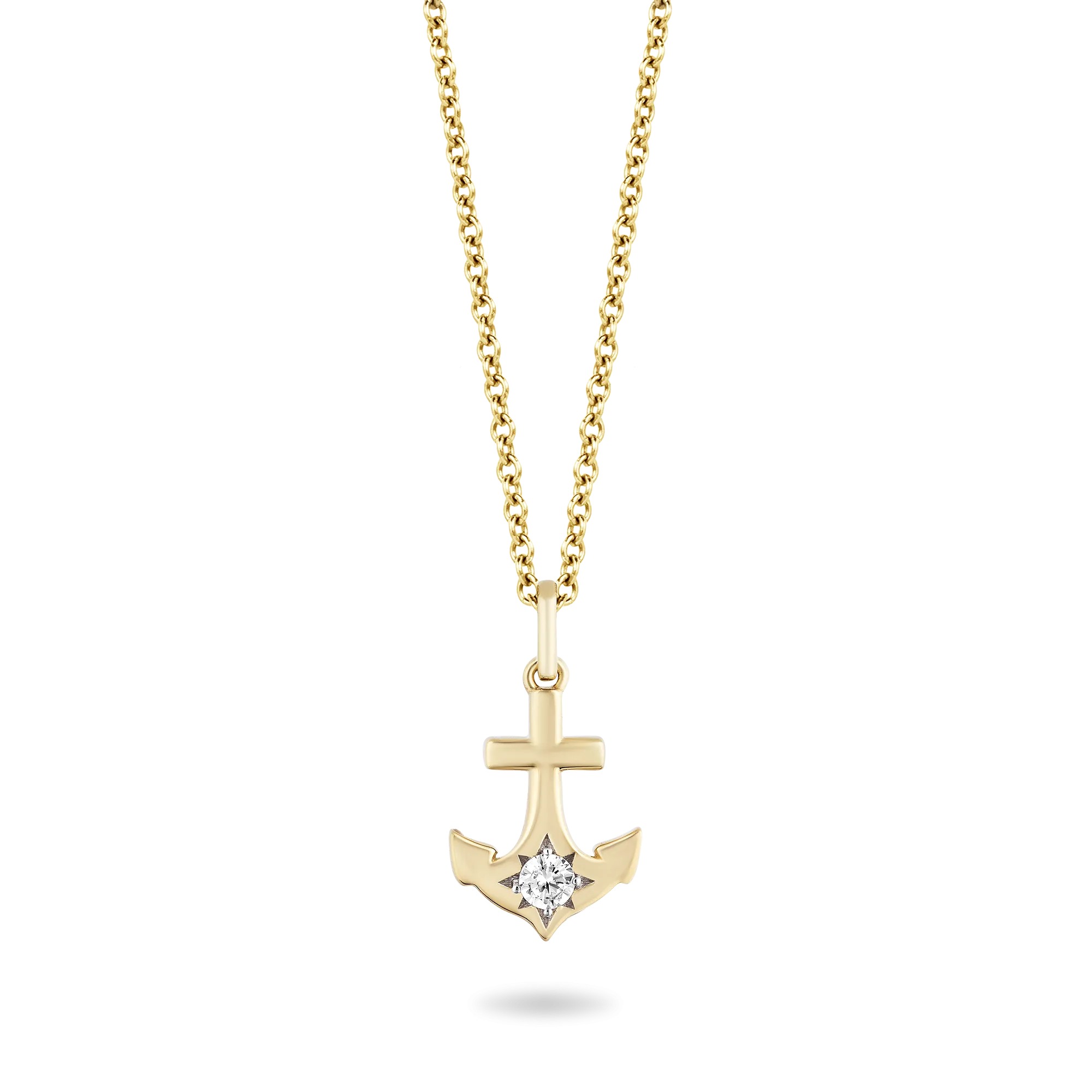 Hallmark Fine Jewelry Minimalist Anchor Pendant in 14K Yellow Gold with Diamond