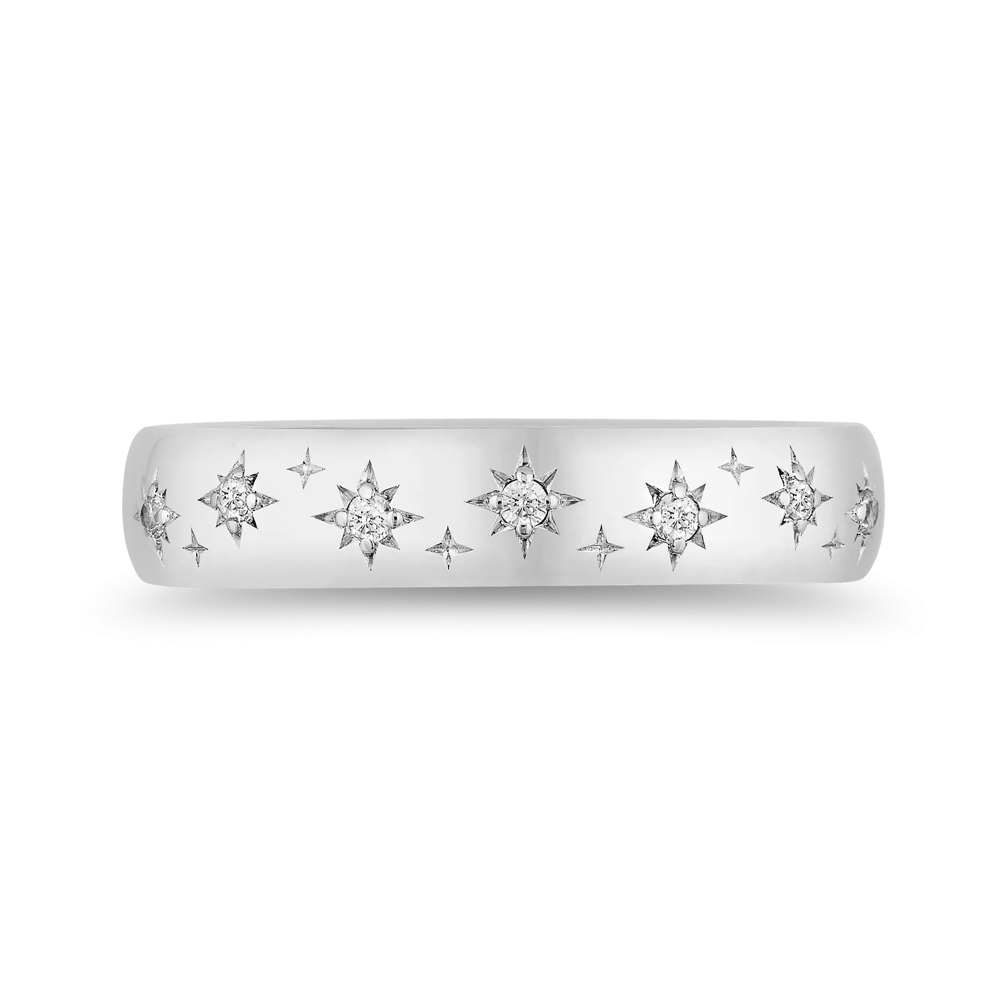Hallmark Fine Jewelry Star Studded Eternity Band in Sterling Silver with Diamonds