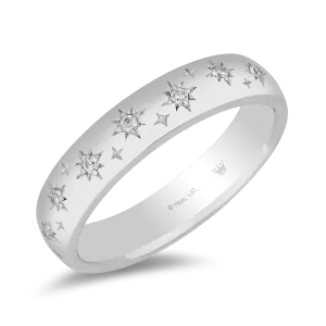 Hallmark Fine Jewelry Star Studded Eternity Band in Sterling Silver with Diamonds
