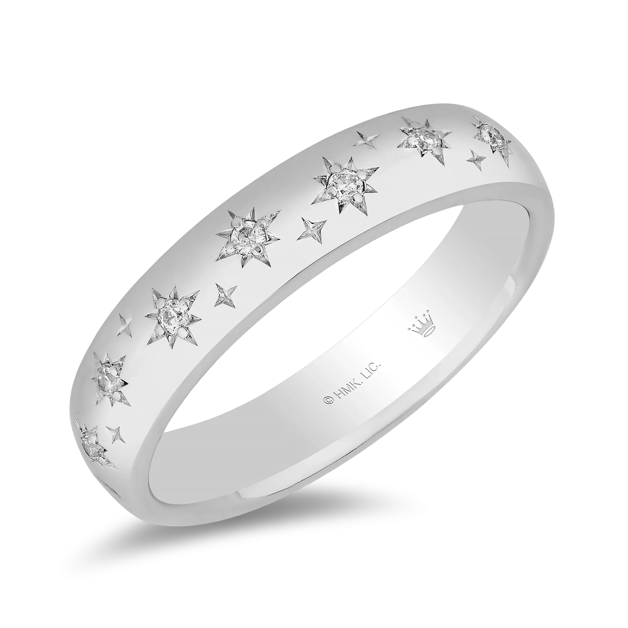 Hallmark Fine Jewelry Star Studded Eternity Band in Sterling Silver with Diamonds