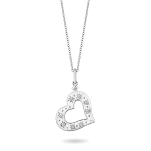 Hallmark Fine Jewelry Star Studded Open Heart Pendant in Sterling Silver with Diamonds