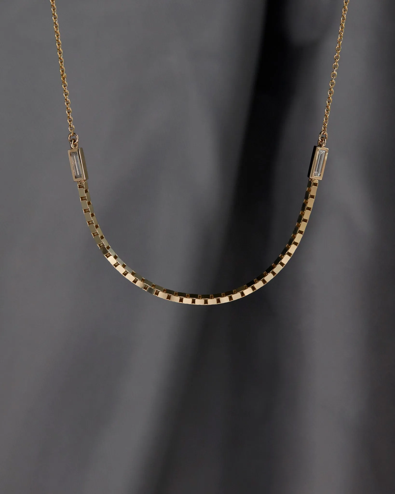 Halo Luna Necklace - Diamond Baguettes