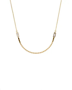 Halo Luna Necklace - Diamond Baguettes