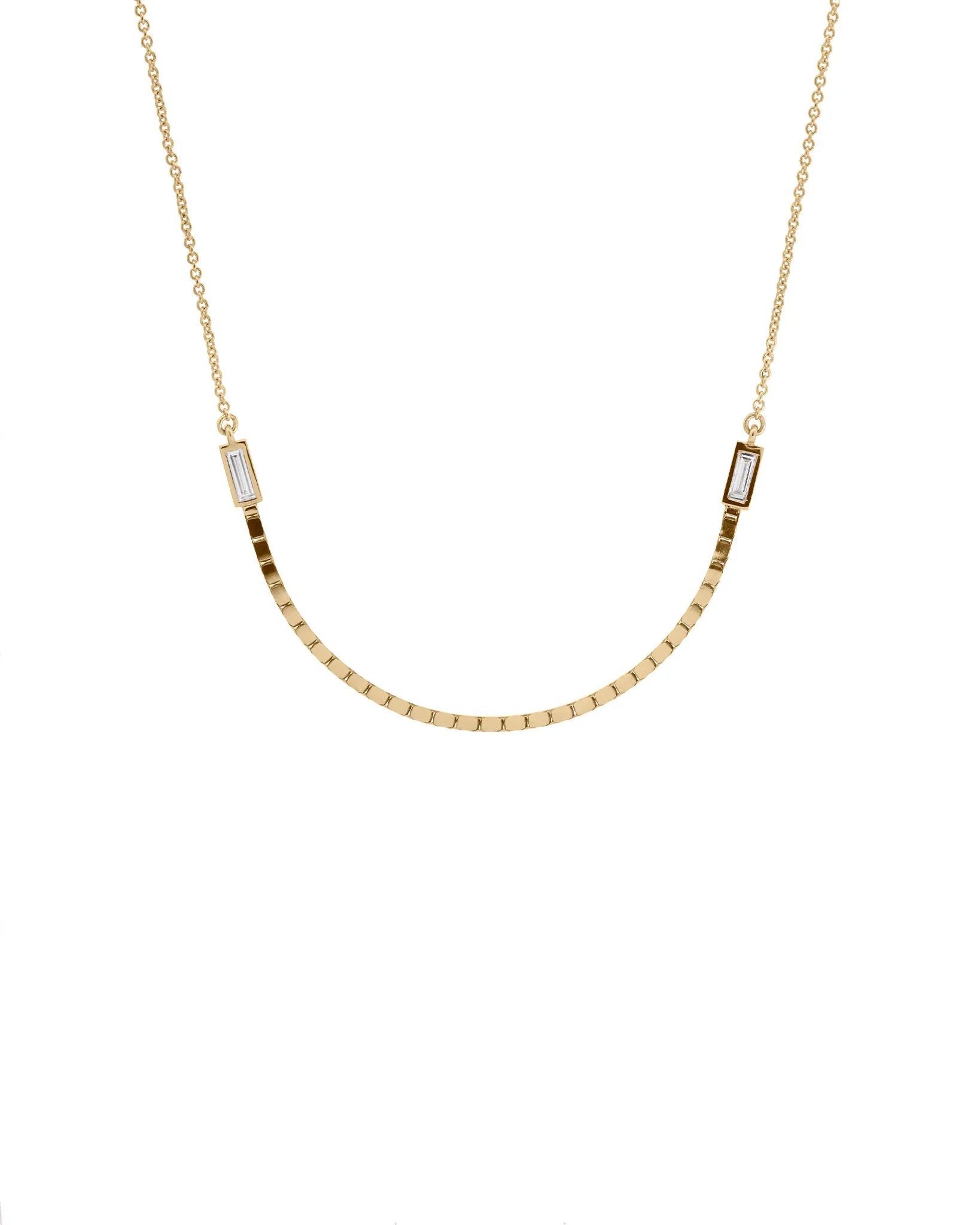 Halo Luna Necklace - Diamond Baguettes