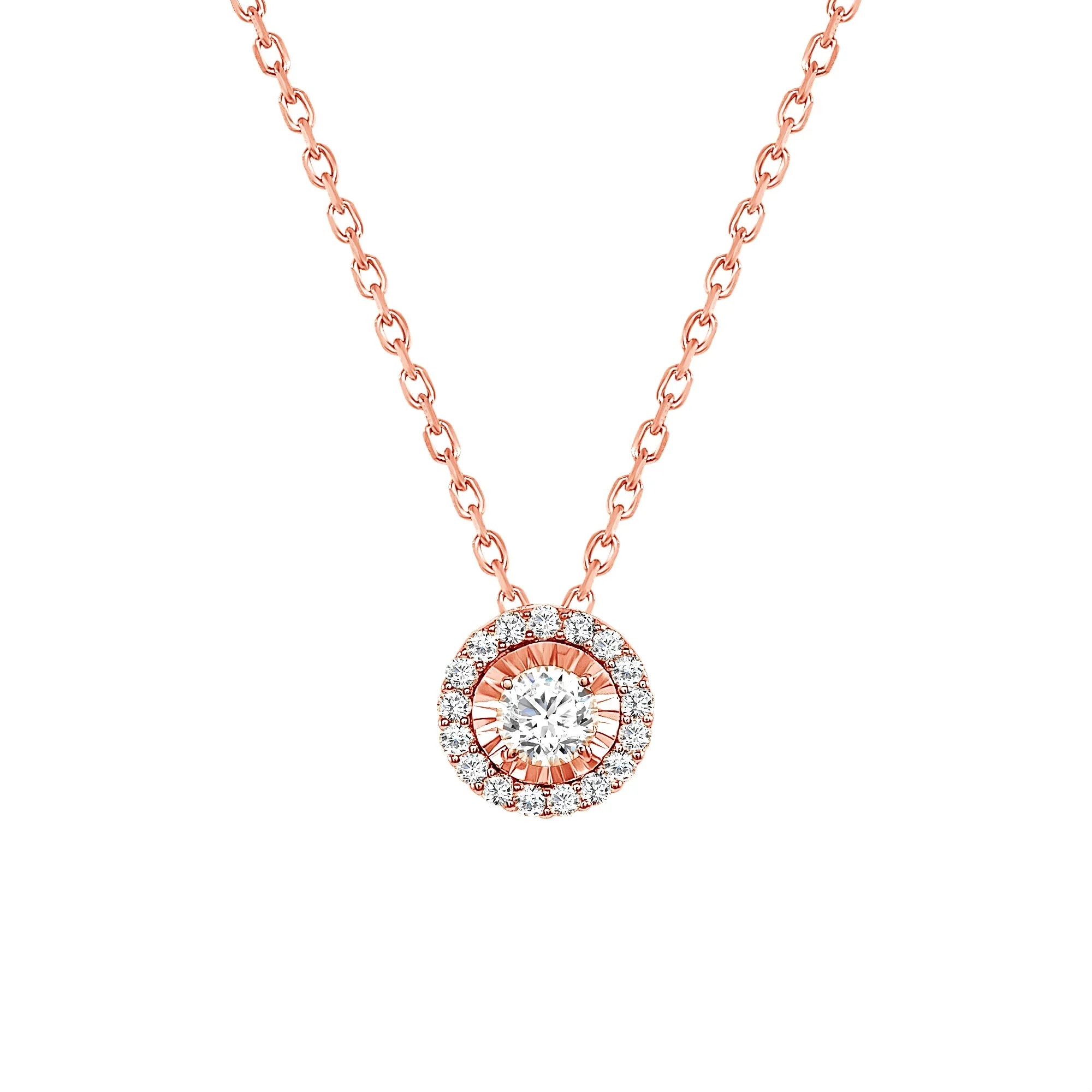 Halo Round Diamond Necklace