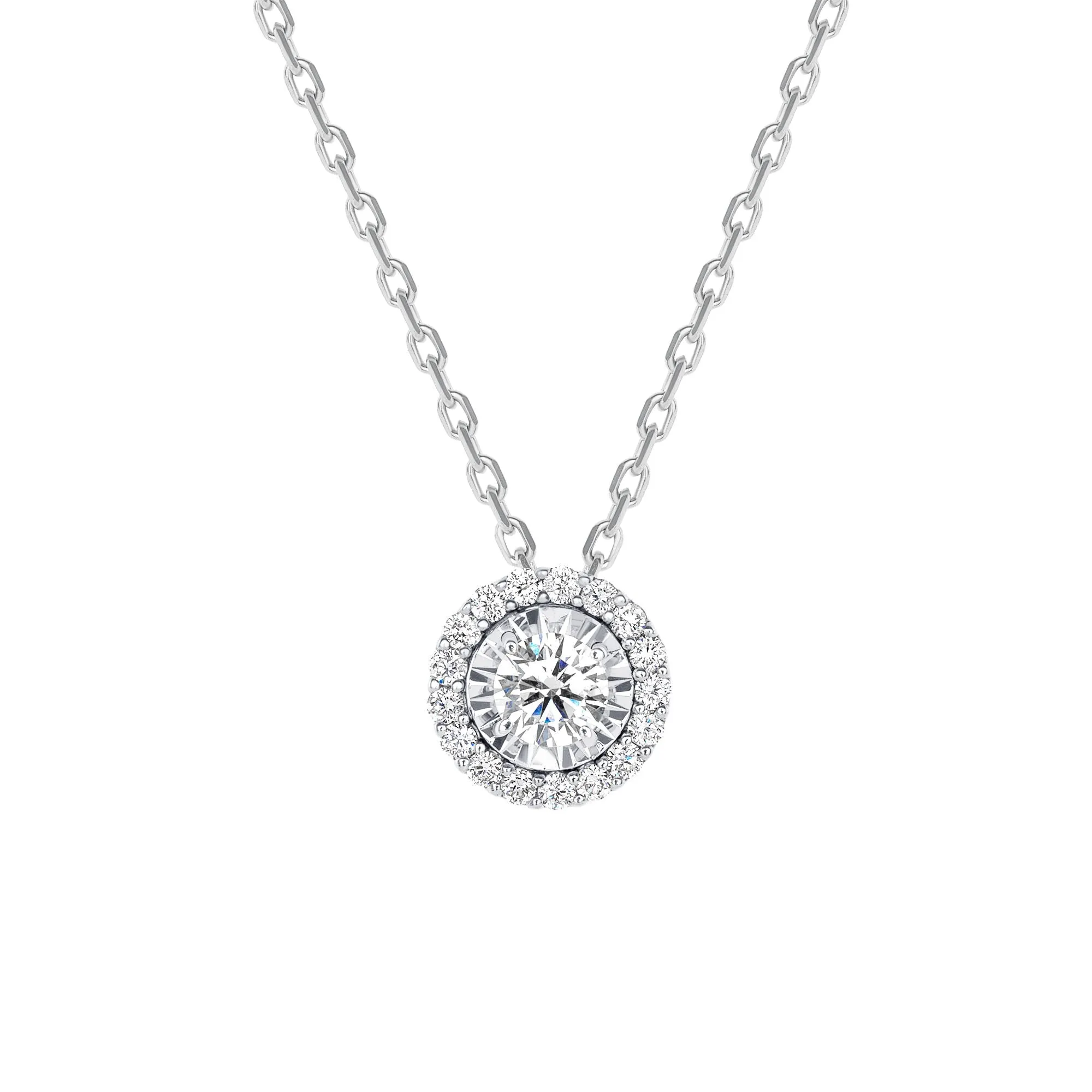 Halo Round Diamond Necklace