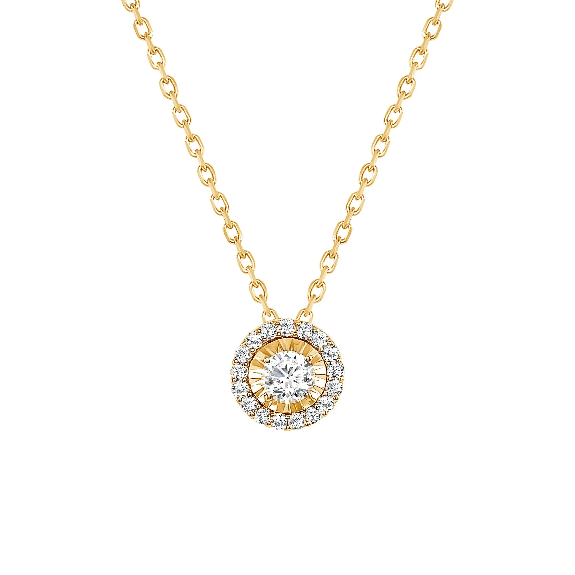 Halo Round Diamond Necklace