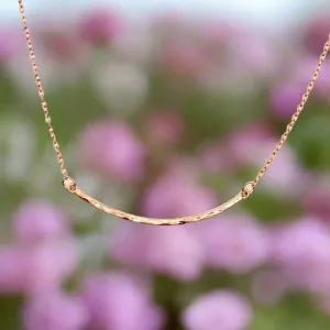 Hammered Curved 14K Rose Gold Skinny Bar Necklace