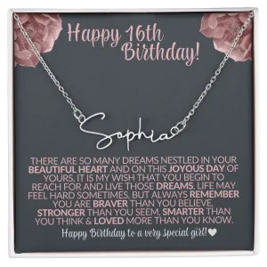 Happy 16th Birthday | Gift for Her - Signature Custom Name Necklace