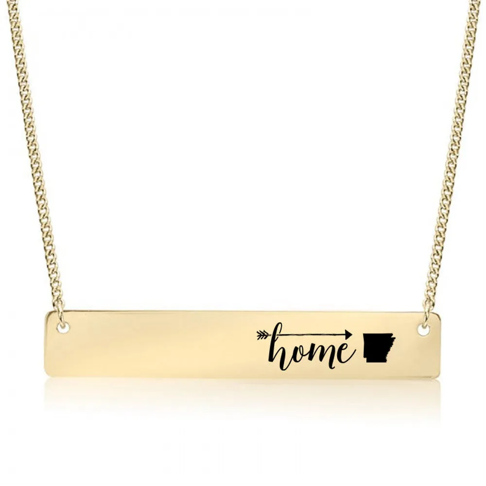 Home Sweet Home Gold / Silver Bar Necklace - Select Your Home State!