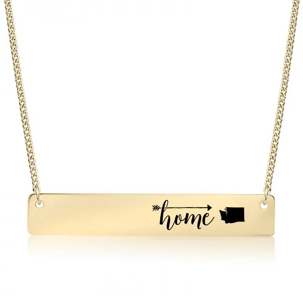 Home Sweet Home Gold / Silver Bar Necklace - Select Your Home State!