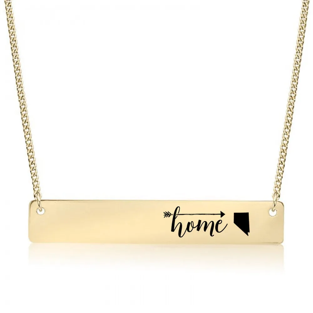 Home Sweet Home Gold / Silver Bar Necklace - Select Your Home State!