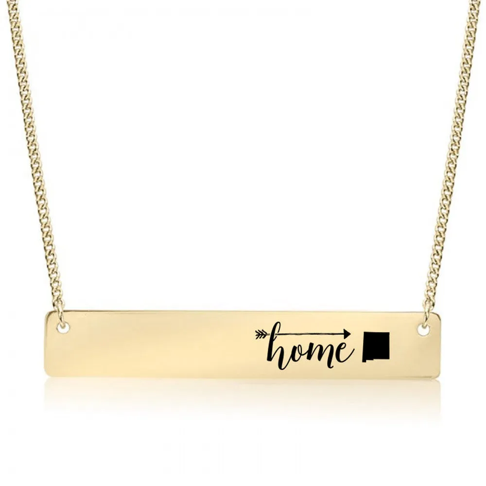 Home Sweet Home Gold / Silver Bar Necklace - Select Your Home State!
