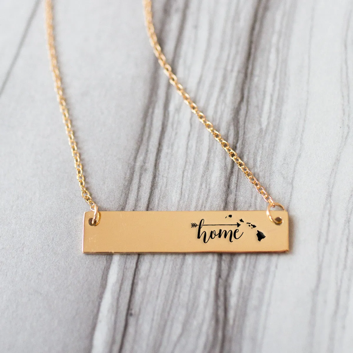 Home Sweet Home Gold / Silver Bar Necklace - Select Your Home State!