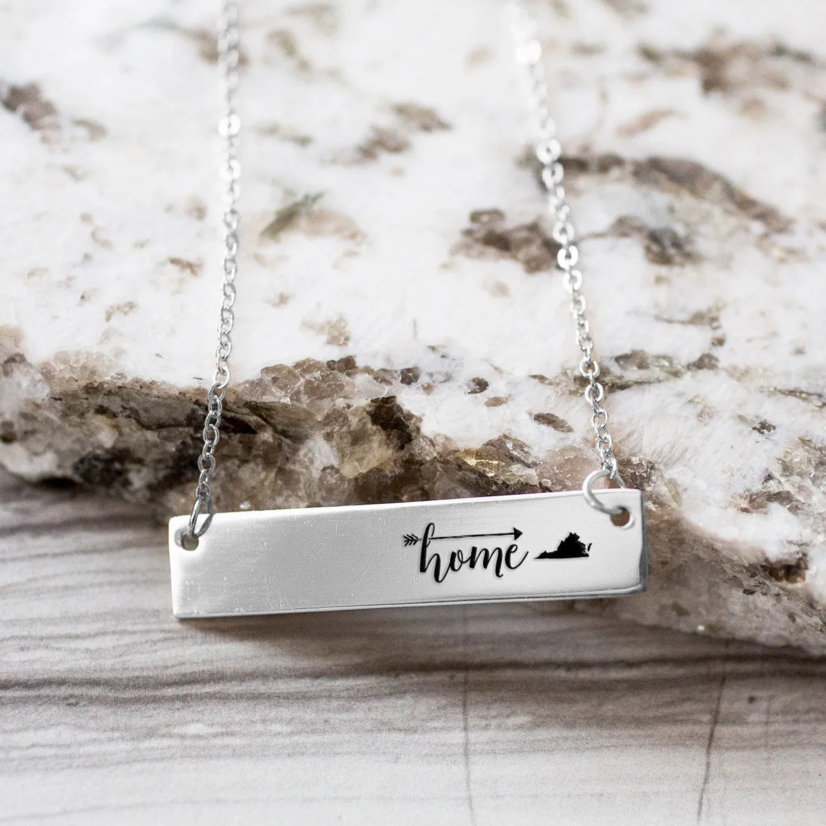 Home Sweet Home Gold / Silver Bar Necklace - Select Your Home State!
