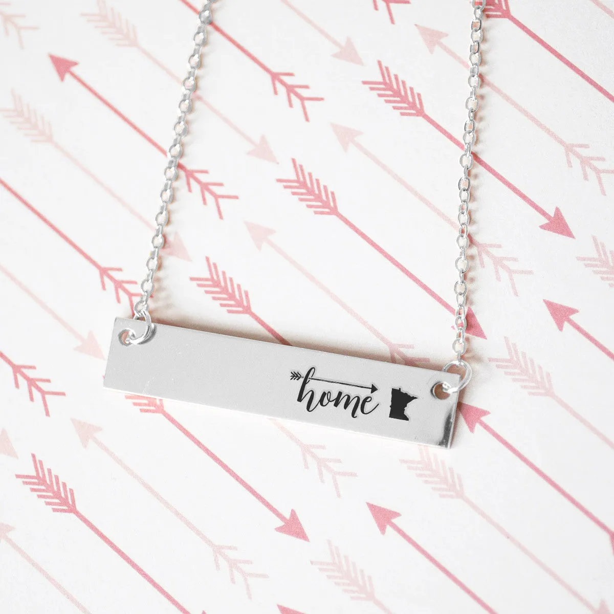 Home Sweet Home Gold / Silver Bar Necklace - Select Your Home State!