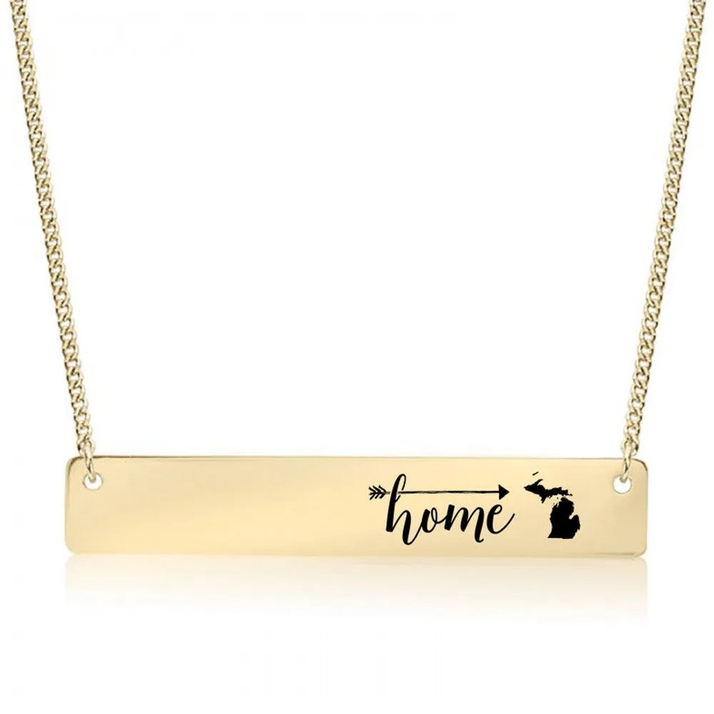 Home Sweet Home Gold / Silver Bar Necklace - Select Your Home State!