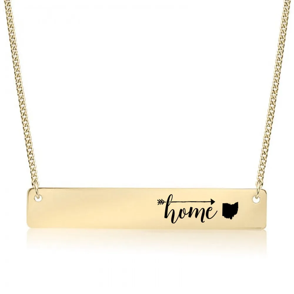 Home Sweet Home Gold / Silver Bar Necklace - Select Your Home State!