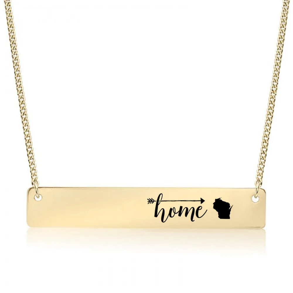Home Sweet Home Gold / Silver Bar Necklace - Select Your Home State!